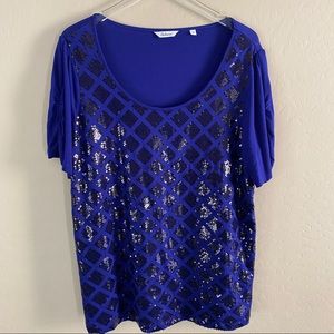Reitman’s Sequined Diamond Pattern Blouse 1X